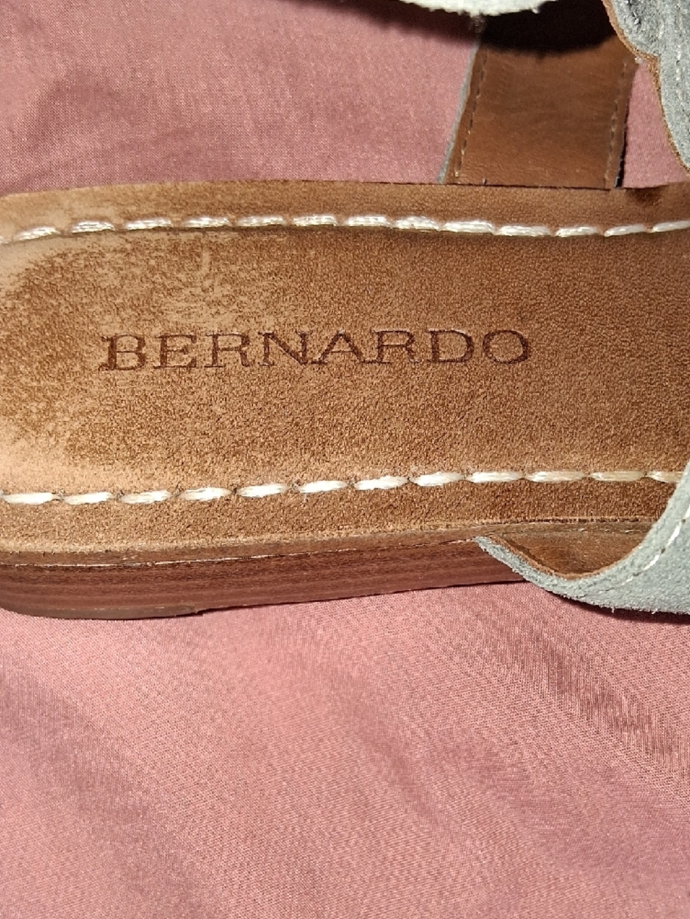 Bernardo Gray/Blue Suede Strappy Buckle Sandals - Picture 2 of 4